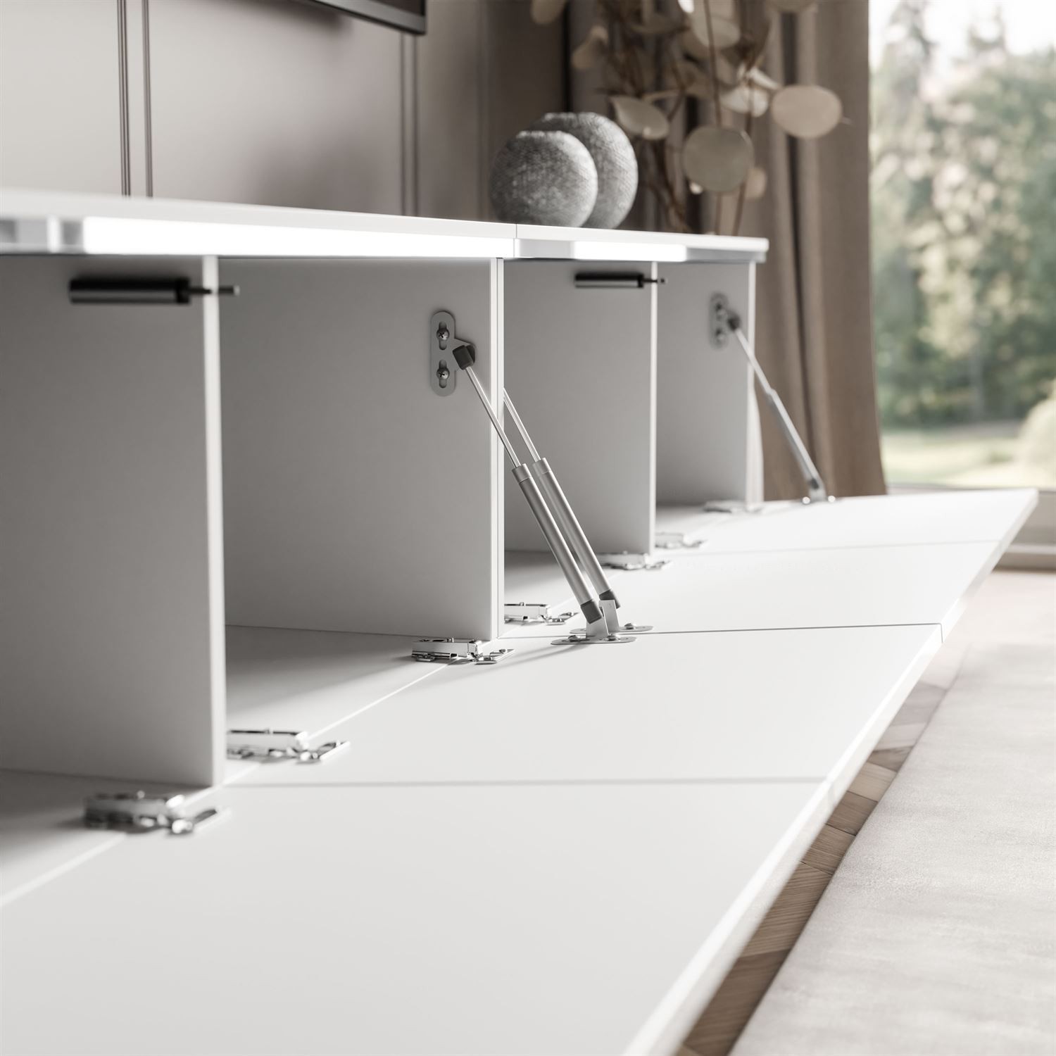 Szafka RTV wisząca CELINE GLOSS SILVER 200 cm z oświetleniem LED