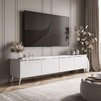 Szafka RTV CELINE GLOSS SILVER 200 cm na nóżkach