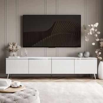 Szafka RTV CELINE GLOSS SILVER 200 cm na nóżkach