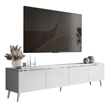 Szafka RTV CELINE GLOSS SILVER 200 cm na nóżkach