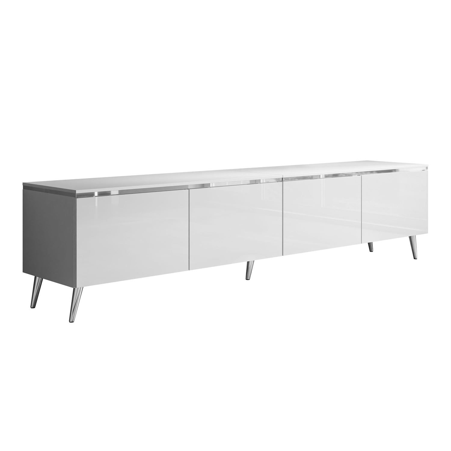 Szafka RTV CELINE GLOSS SILVER 200 cm na nóżkach