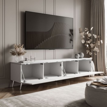 Szafka RTV CELINE GLOSS SILVER 200 cm na nóżkach