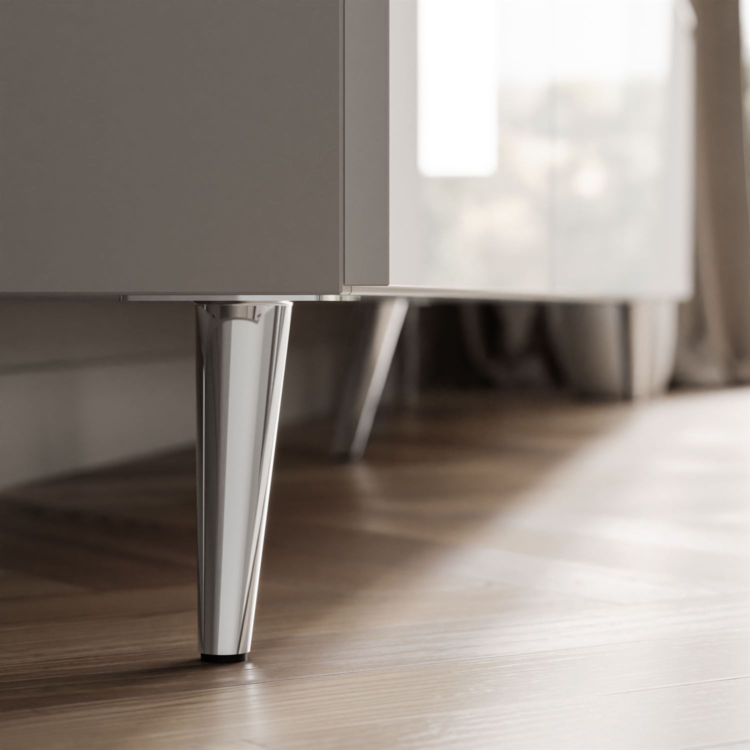 Szafka RTV CELINE GLOSS SILVER 200 cm na nóżkach