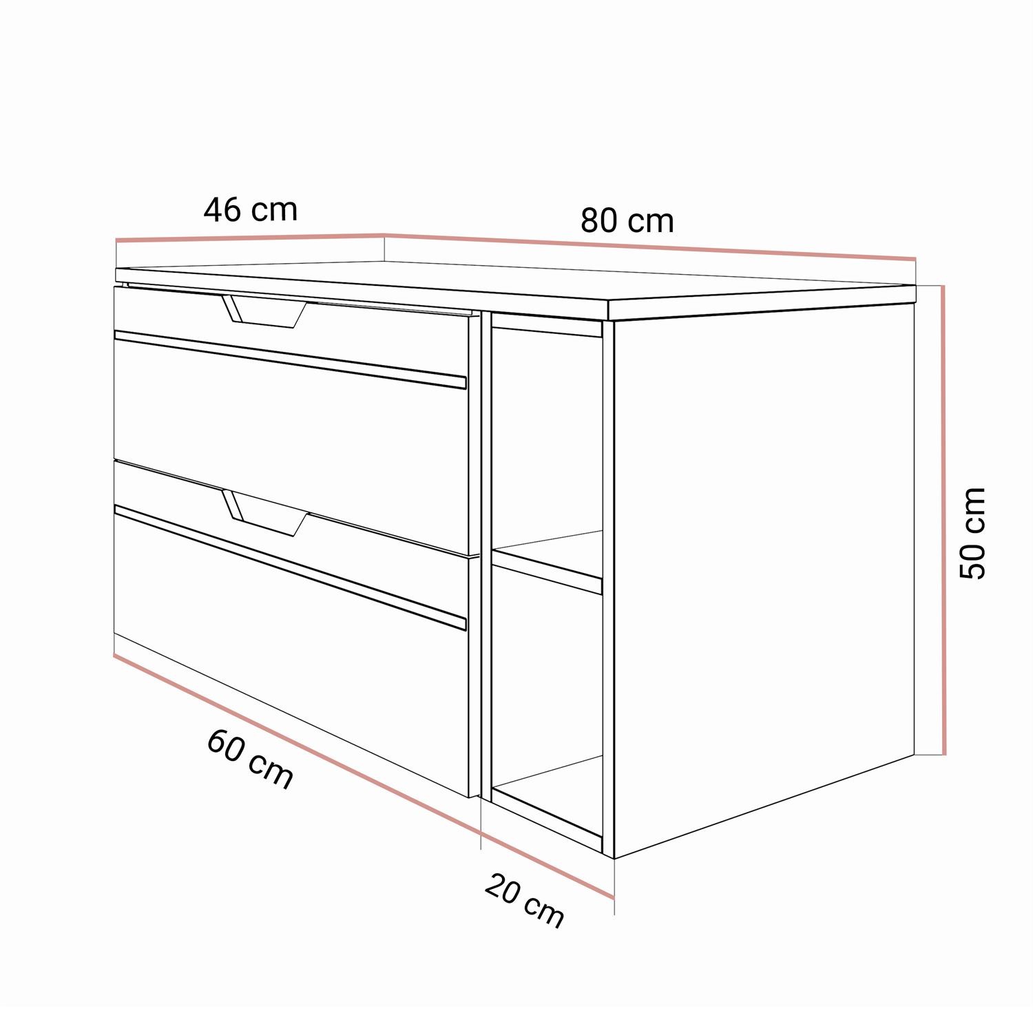 Szafka pod umywalkę OPIUM II 80 cm z regałem