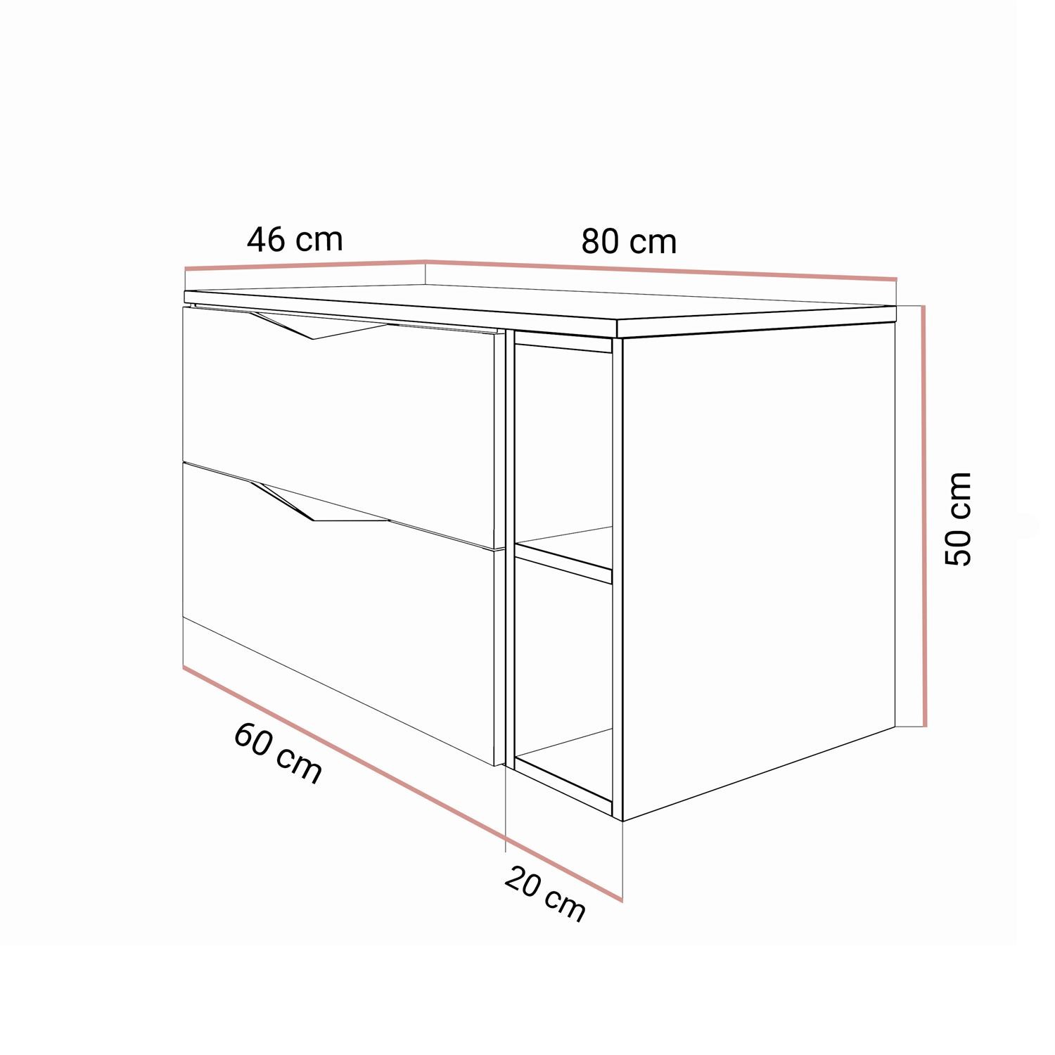 Zestaw łazienkowy MIRA II 80 cm z regałem