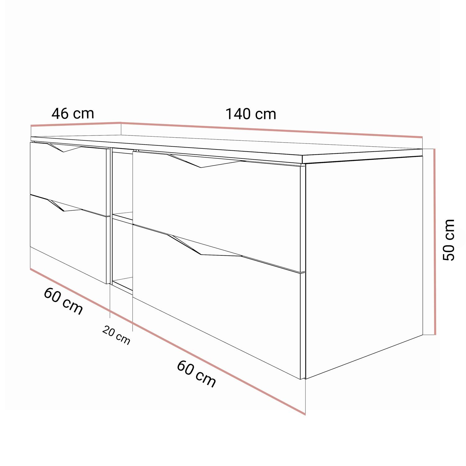 Zestaw łazienkowy MIRA III 140 cm