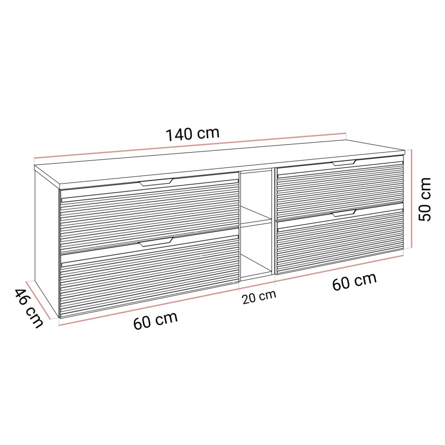 Szafka pod umywalkę ARTEMIS III 140 cm