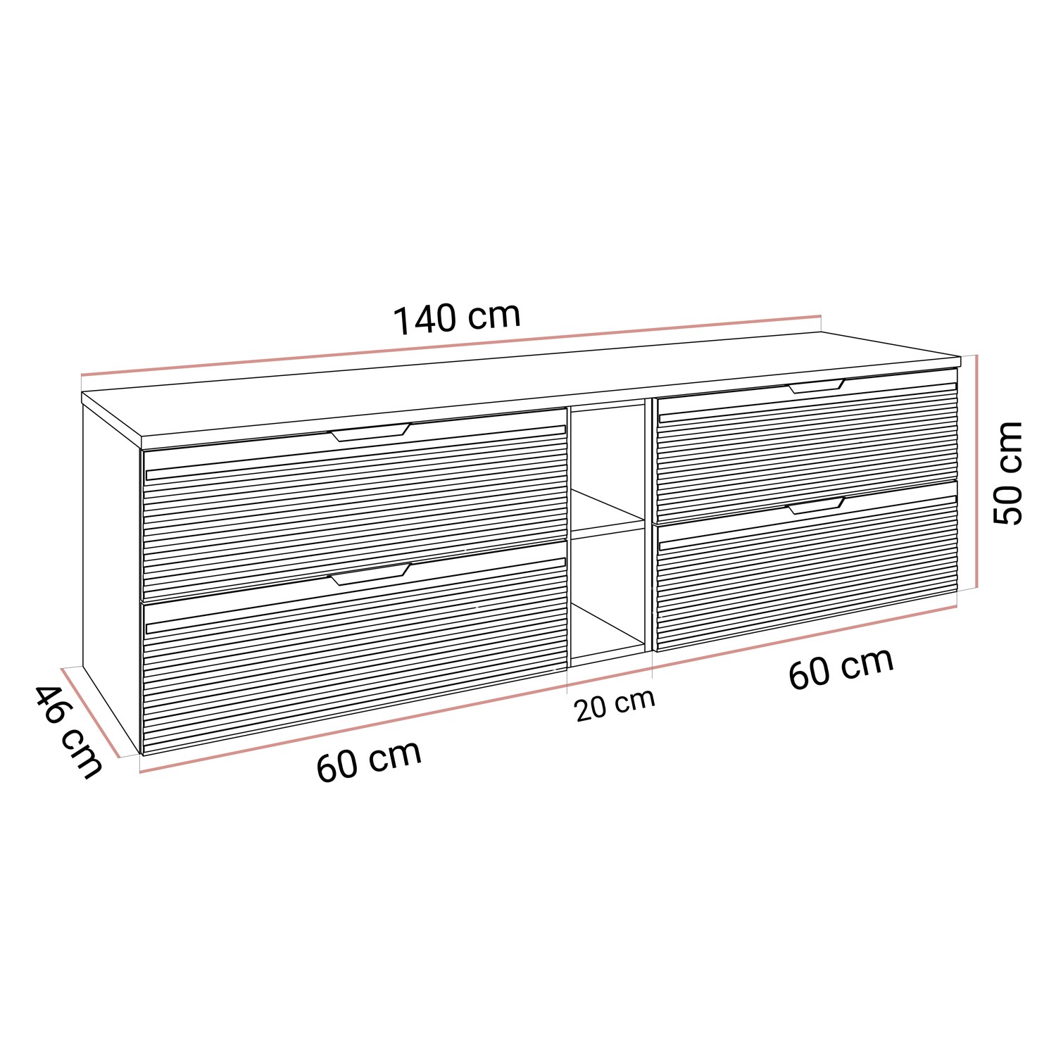 Szafka pod umywalkę ARTEMIS III 140 cm