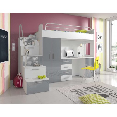 Łóżko piętrowe dziecięce RAJ 4S wysoki połysk