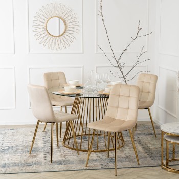 Krzesło tapicerowane AURETTE na złotych nóżkach