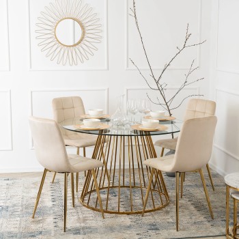 Krzesło tapicerowane AURETTE na złotych nóżkach