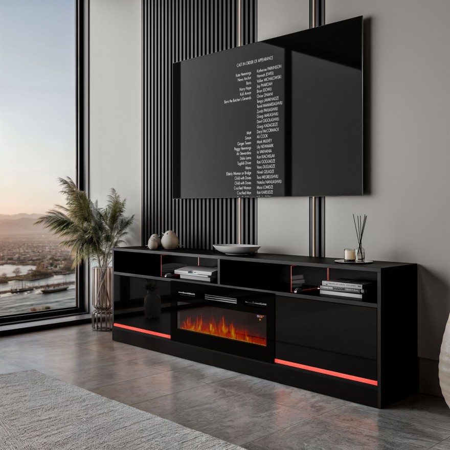 Szafka RTV CAMINO II z kominkiem elektrycznym i oświetleniem