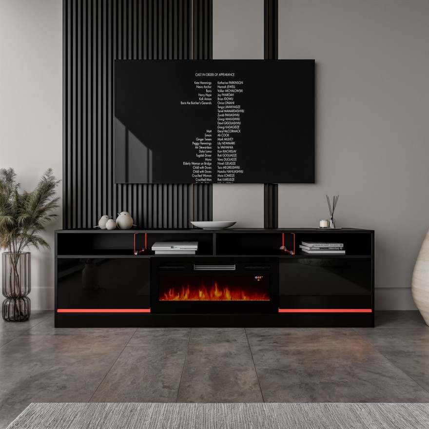 Szafka RTV CAMINO II z kominkiem elektrycznym i oświetleniem