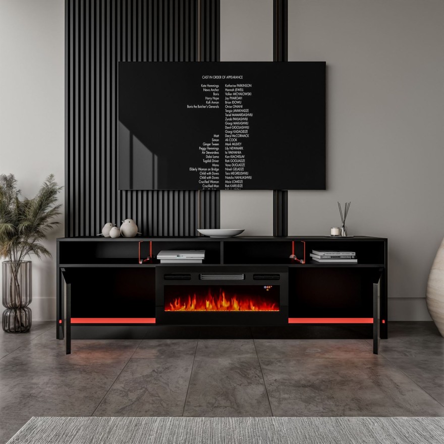 Szafka RTV CAMINO II z kominkiem elektrycznym i oświetleniem