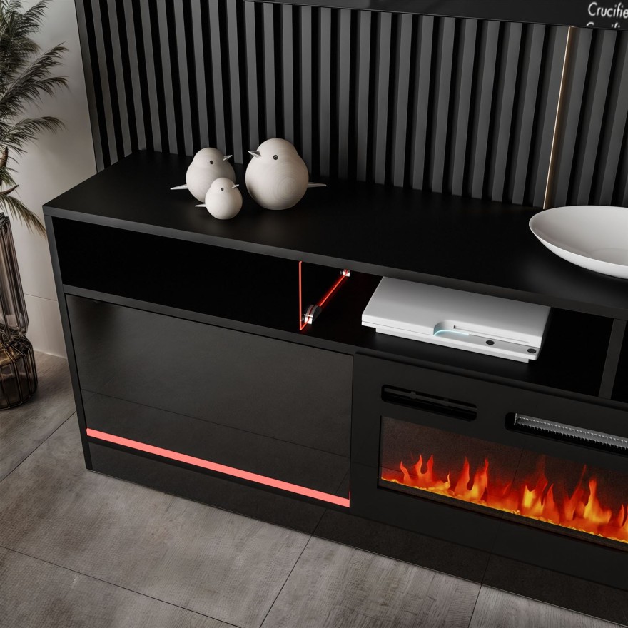 Szafka RTV CAMINO II z kominkiem elektrycznym i oświetleniem