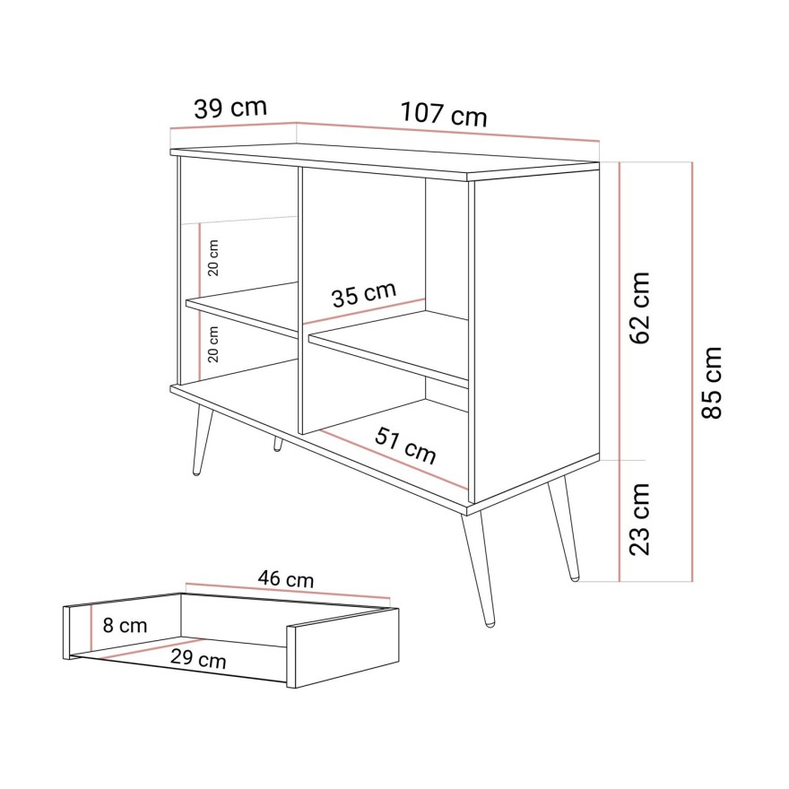 Komoda dwudrzwiowa OXFORD KSZ107 z szufladami