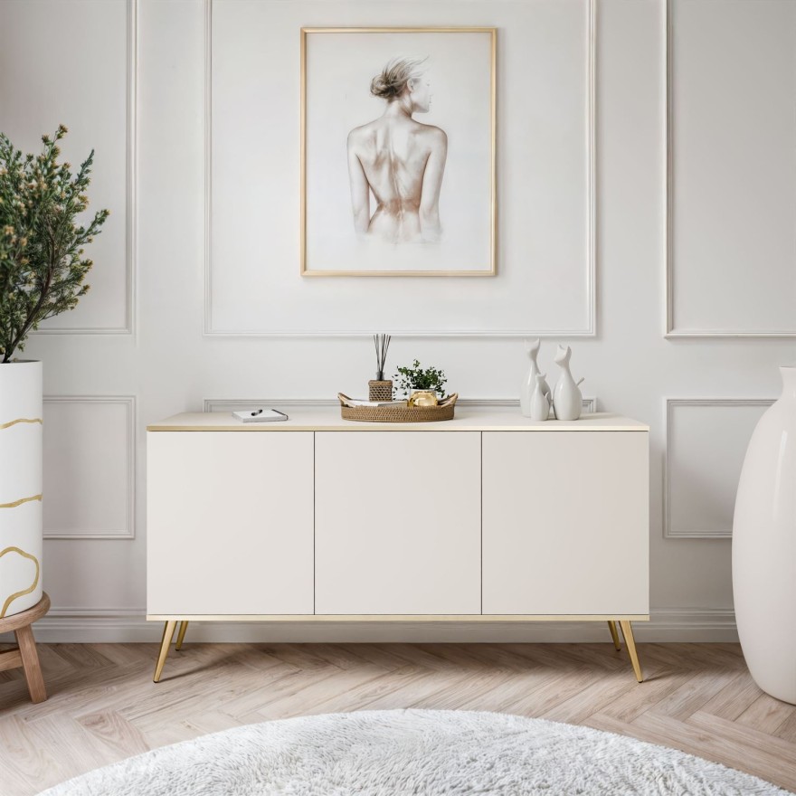 Komoda trzydrzwiowa OXFORD K160 na złotych nóżkach