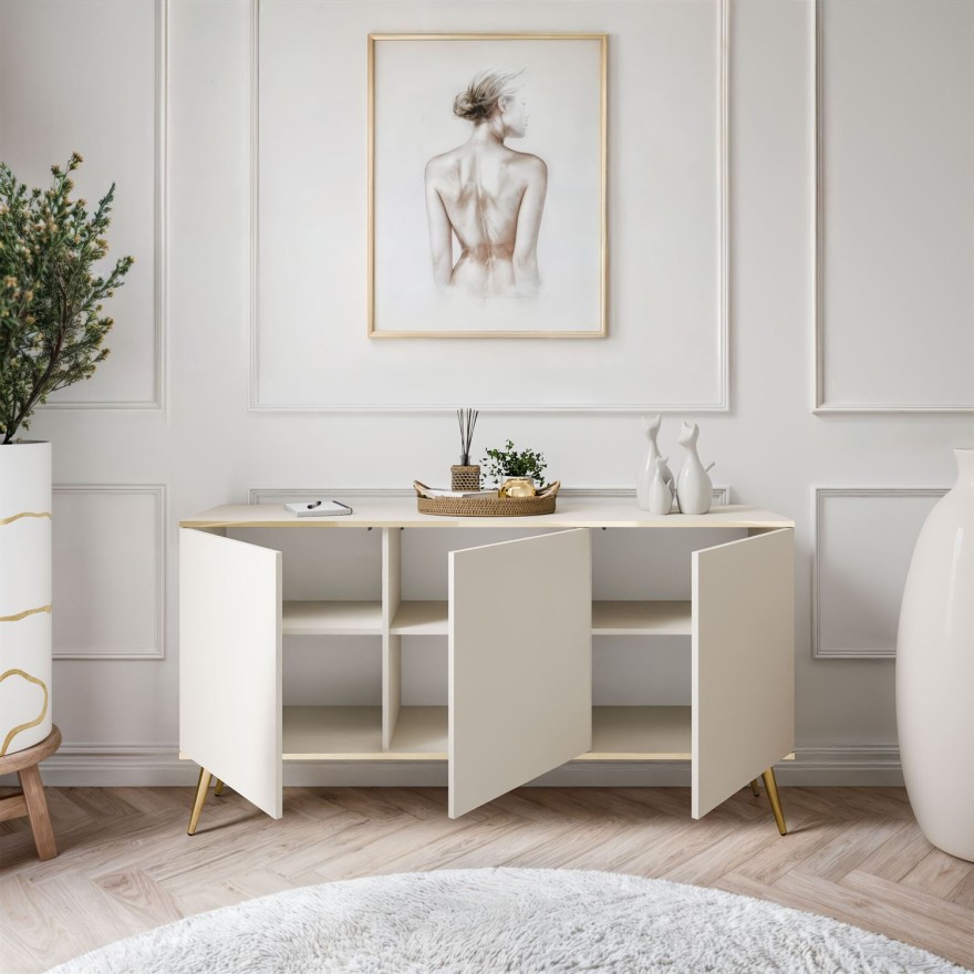 Komoda trzydrzwiowa OXFORD K160 na złotych nóżkach