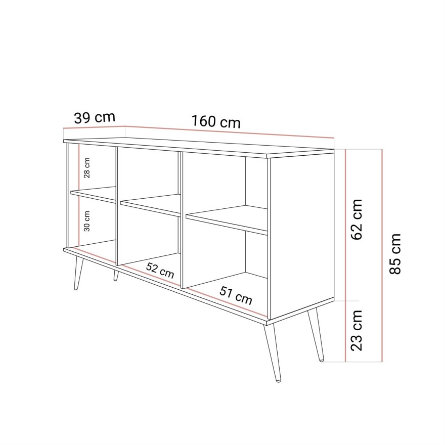 Komoda trzydrzwiowa OXFORD K160 na złotych nóżkach