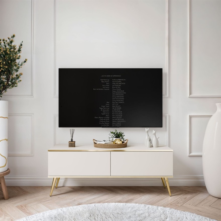 Szafka pod telewizor OXFORD III 135 cm na złotych nóżkach