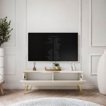 Szafka pod telewizor OXFORD III 135 cm na złotych nóżkach