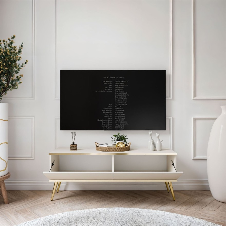 Szafka pod telewizor OXFORD III 135 cm na złotych nóżkach