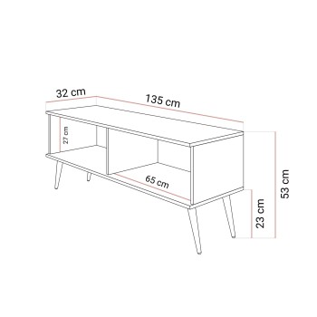 Szafka pod telewizor OXFORD III 135 cm na złotych nóżkach