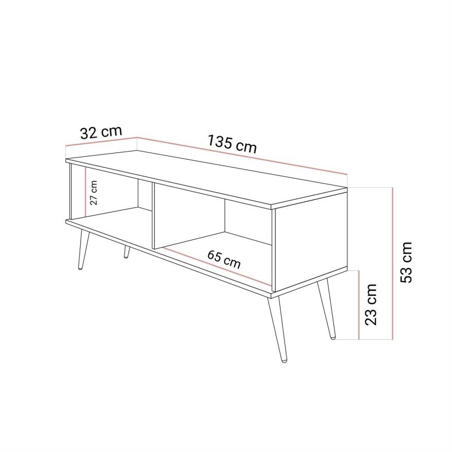 Szafka pod telewizor OXFORD III 135 cm na złotych nóżkach