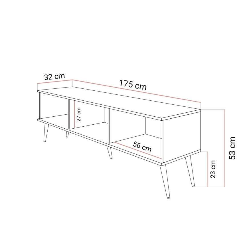 Szafka pod telewizor OXFORD III 175 cm na złotych nóżkach