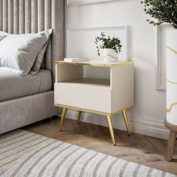 Stolik nocny OXFORD na złotych nóżkach