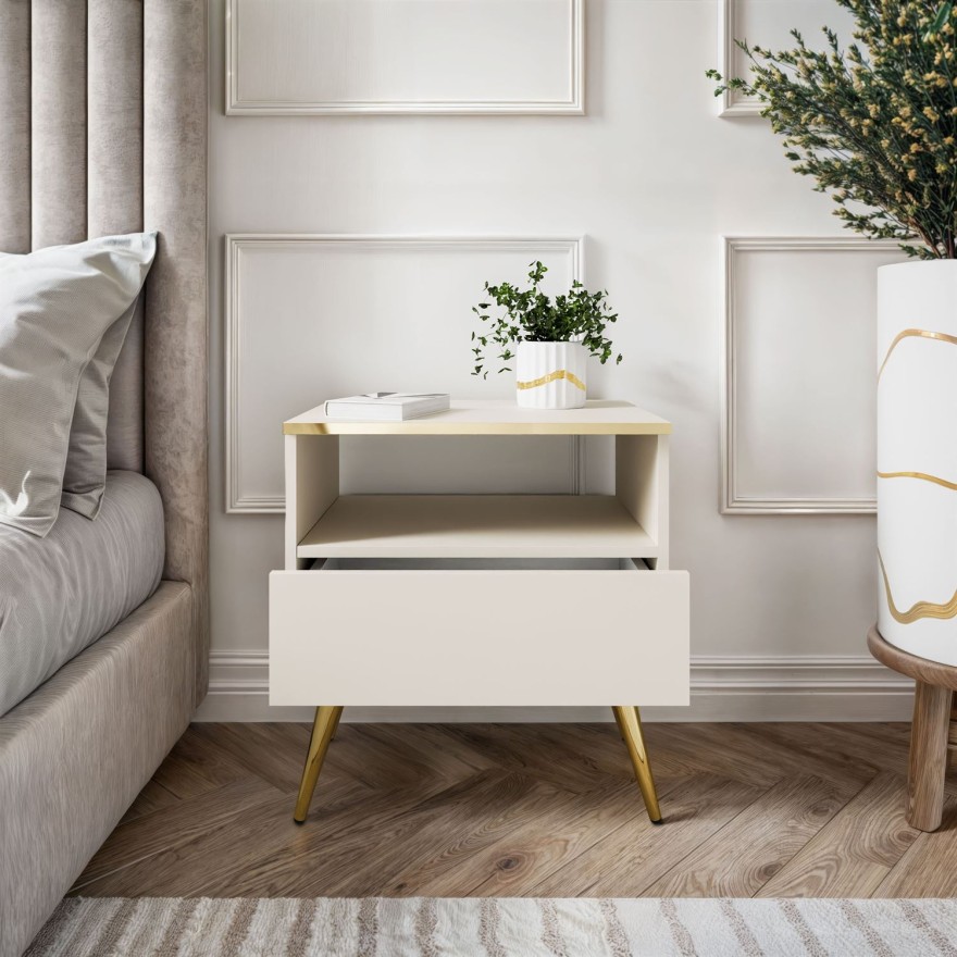 Stolik nocny OXFORD na złotych nóżkach