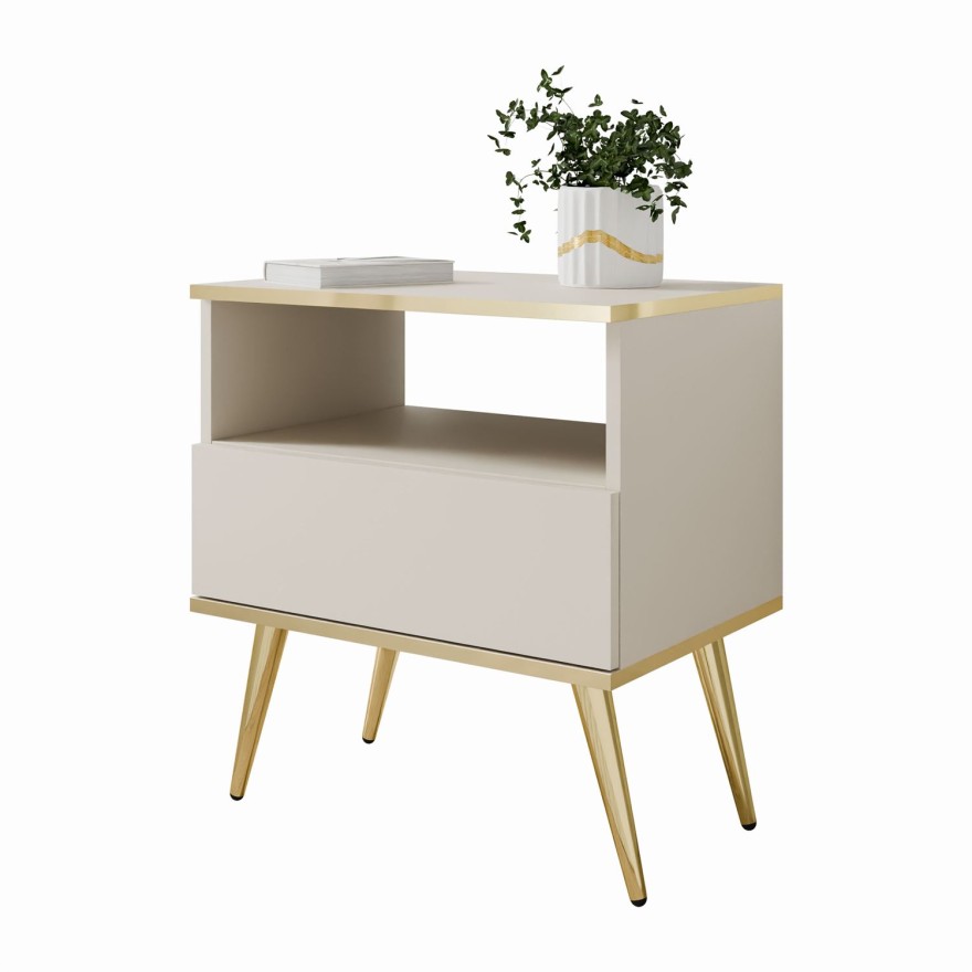 Stolik nocny OXFORD na złotych nóżkach