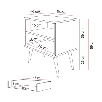 Stolik nocny OXFORD na złotych nóżkach