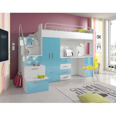 Łóżko piętrowe dziecięce RAJ 4S wysoki połysk