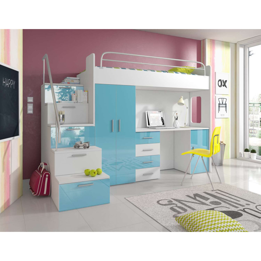 Łóżko piętrowe dziecięce RAJ 4S wysoki połysk