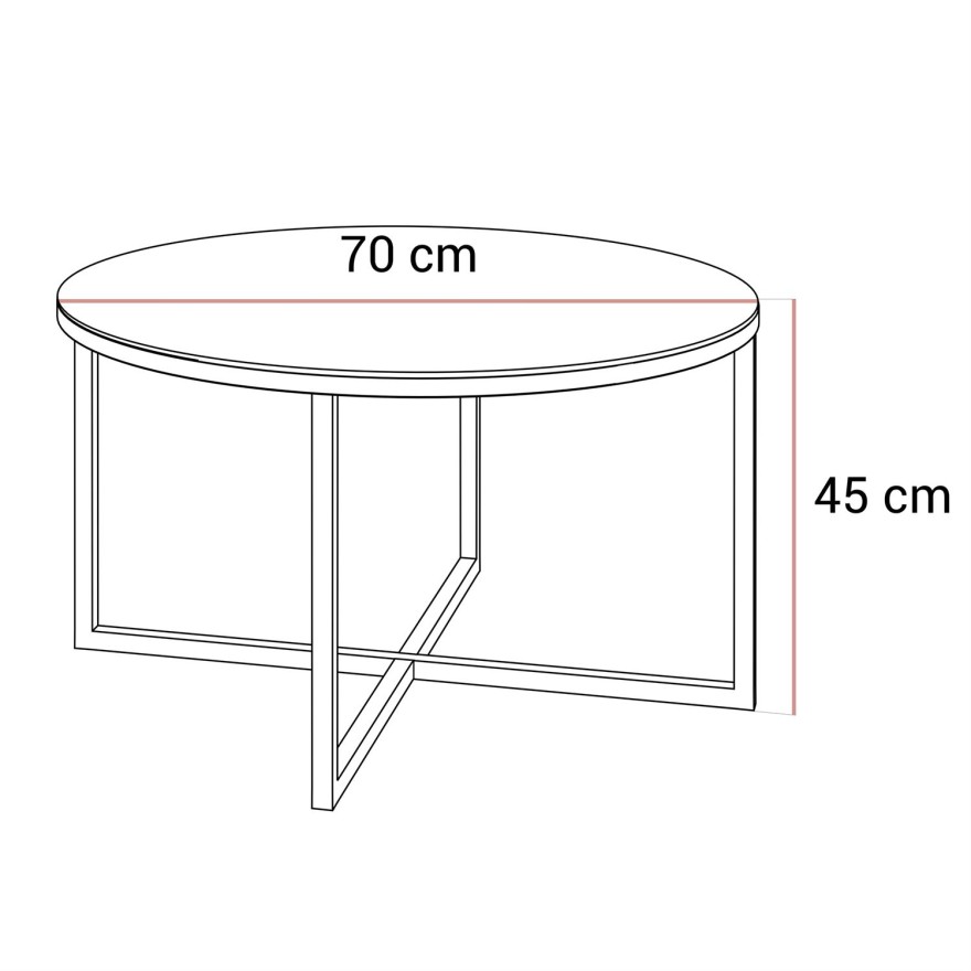 Okrągły stolik kawowy CIRI-X ze szklanym blatem i miedzianą podstawą