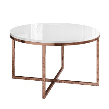 Okrągły stolik kawowy CIRI-X połysk z miedzianą podstawą