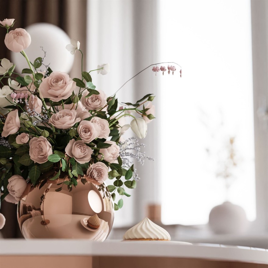 Okrągły stolik kawowy CIRI-X połysk z miedzianą podstawą