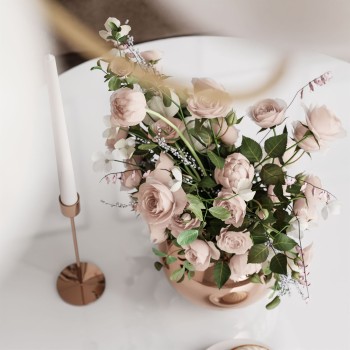 Okrągły stolik kawowy CIRI-X połysk z miedzianą podstawą