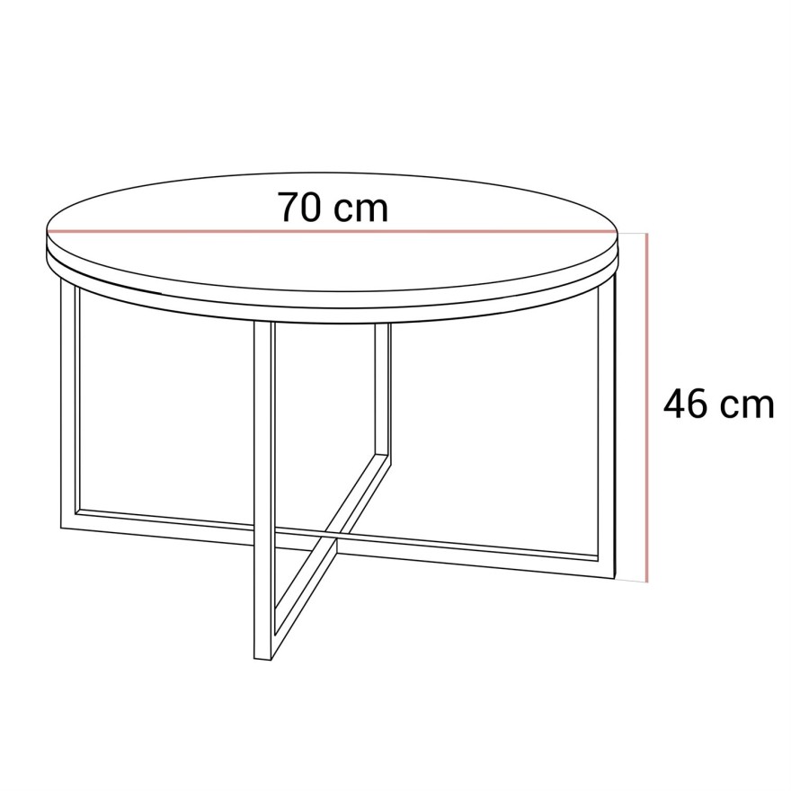 Okrągły stolik kawowy CIRI-X połysk z miedzianą podstawą