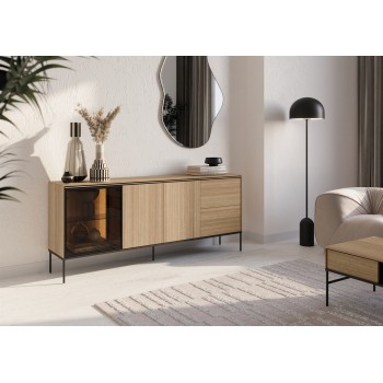 Komoda VISSO VI-06 z oświetleniem LED dąb linearny