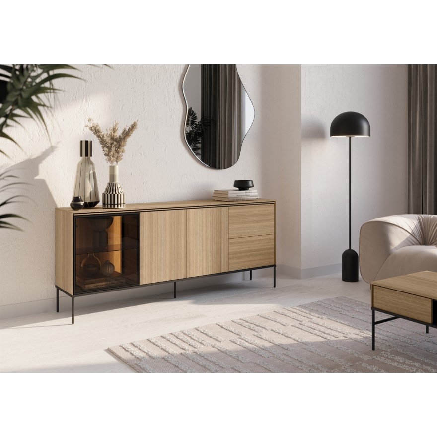 Komoda VISSO VI-06 z oświetleniem LED dąb linearny