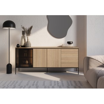 Komoda VISSO VI-06 z oświetleniem LED dąb linearny