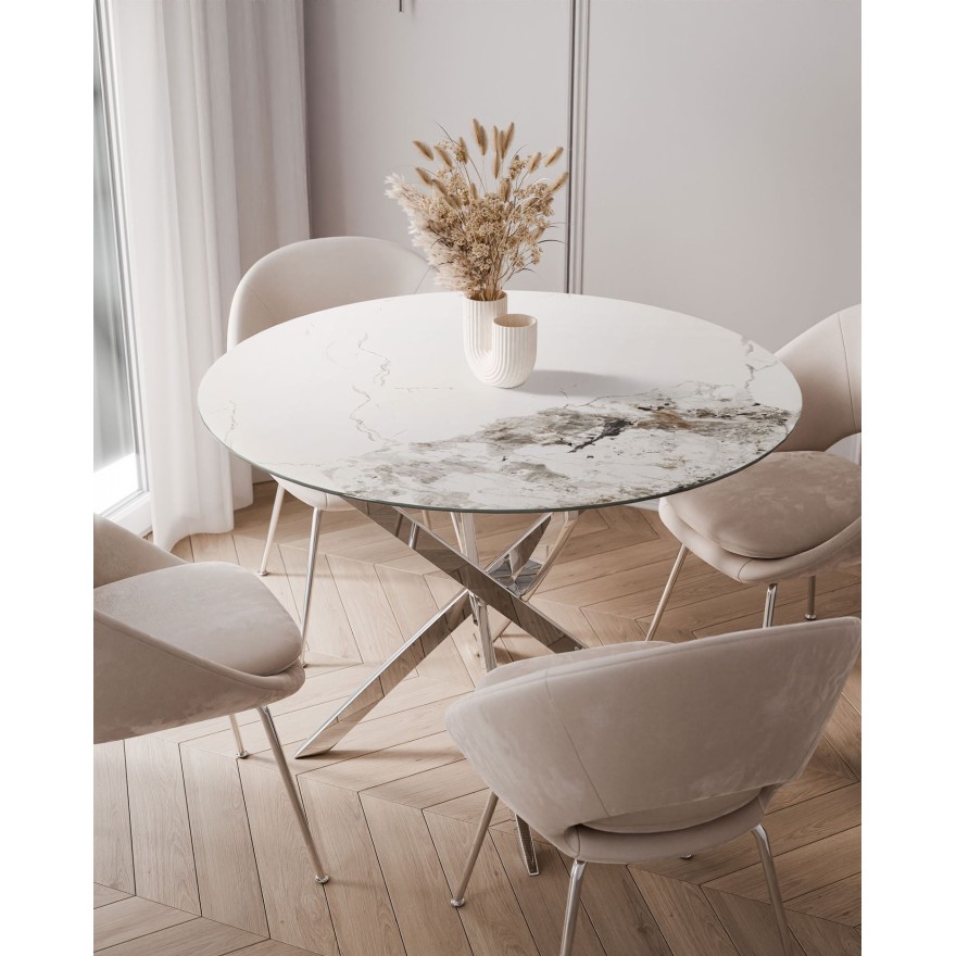 Okrągły stół BEIRA II 90 cm ceramiczny blat