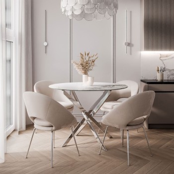 Okrągły stół BEIRA II 90 cm ceramiczny blat