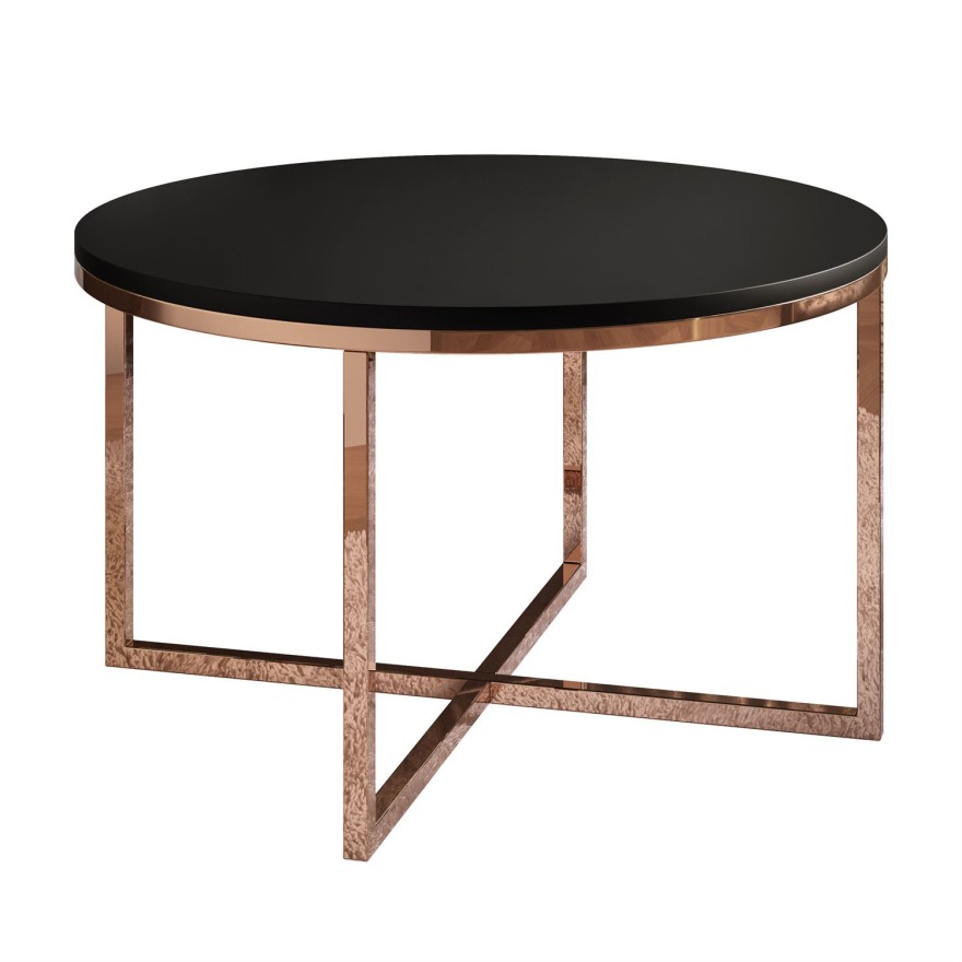 Okrągły stolik kawowy CIRI-X mat z miedzianą podstawą