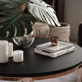 Okrągły stolik kawowy CIRI-X mat z miedzianą podstawą