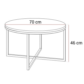 Okrągły stolik kawowy CIRI-X mat z miedzianą podstawą