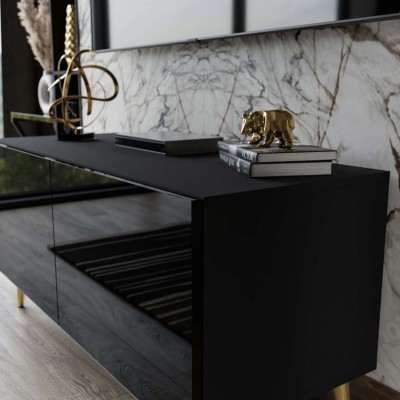 Szafka RTV AURA 100 czarny wysoki połysk