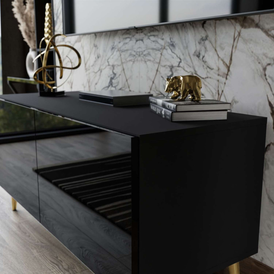 Szafka RTV AURA 100 czarny wysoki połysk